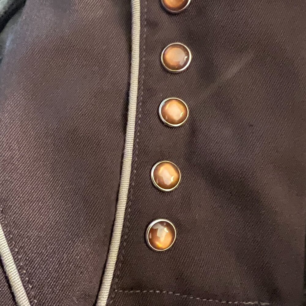 VINTAGE 1980s Roper Dark Brown Taupe Embroidery Amber Pearl Snaps Size M - Picture 4 of 7